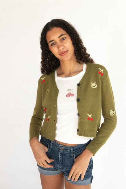Embroidered Frog Cardigan