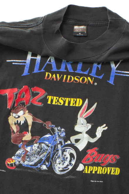 Vintage Looney Tunes Long Sleeve Harley Davidson T-Shirt (1993)