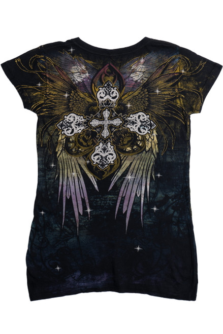 Angels & Diamonds Metallic Crosses V-Neck T-Shirt