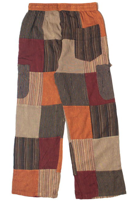 Rust Striped Patchwork Pants