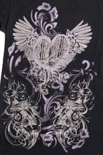 Rhinestone Heart Wings T-Shirt