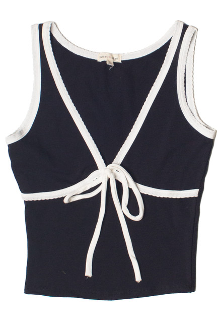 Tie Front Scallop Trim Tank Top