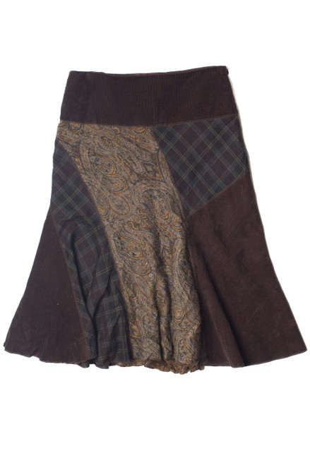 Corduroy Plaid Tapestry Patchwork Circle Skirt (2000s)