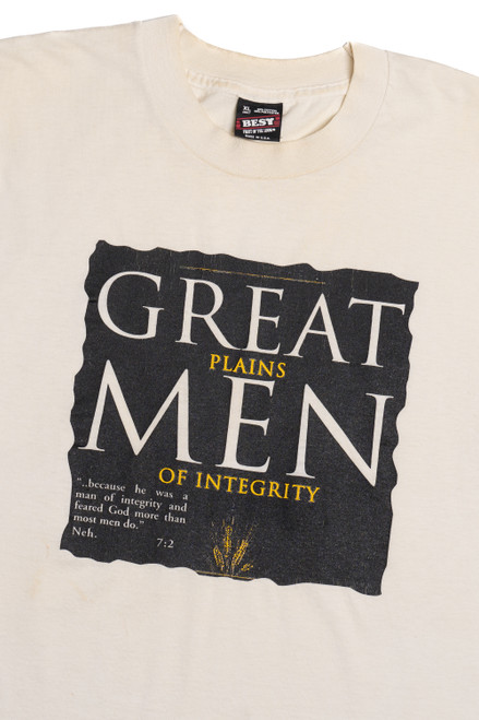 Vintage "Great Plains Men Of Integrity" Religious Verse T-Shirt