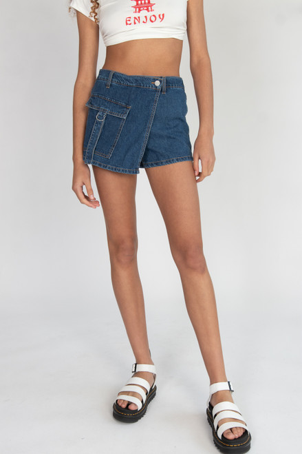 Denim Cargo Pocket Skort