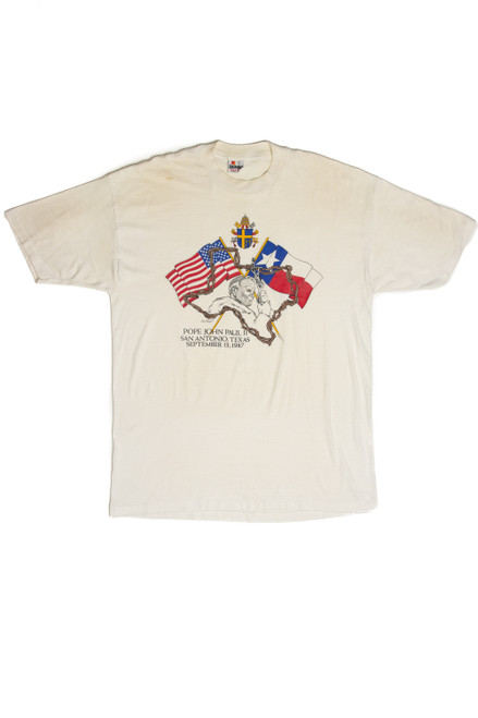 Vintage Pope John Paul II In San Antonio, Texas T-Shirt (1987)