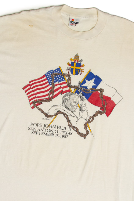 Vintage Pope John Paul II In San Antonio, Texas T-Shirt (1987)