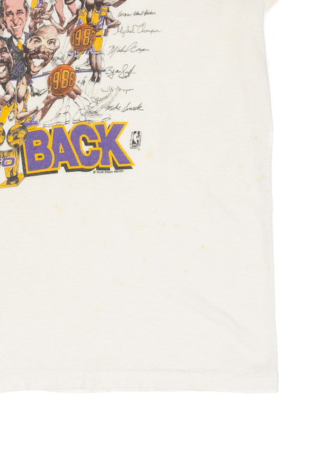 Vintage Los Angeles Lakers Back To Back Champions Caricatures T-Shirt (1988)