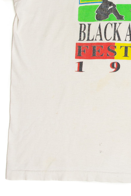 Vintage Distressed Cross Colours Black Adoption Festival T-Shirt (1992)