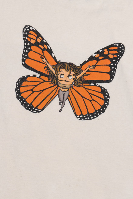Vintage 1997 Betty Boop Monarch Butterfly Cut Off Sleeve T-Shirt
