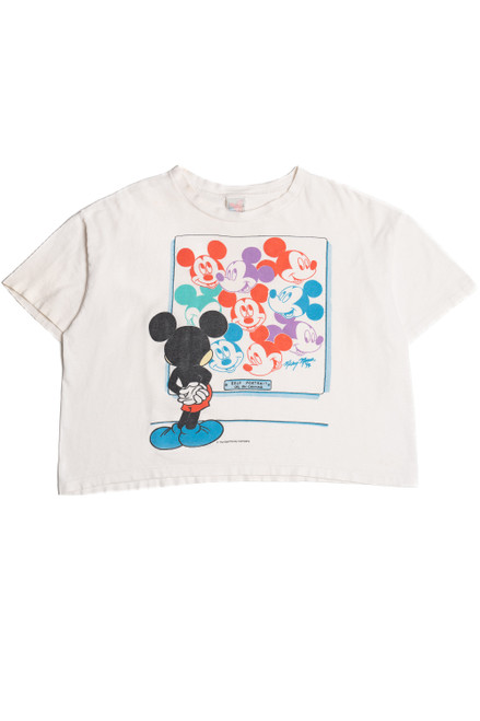 Vintage "Self Portrait Oil On Canvas" Mickey Mouse Crop Top T-Shirt