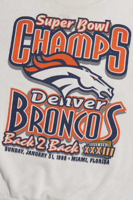 Vintage 1999 Super Bowl Champs Denver Broncos "Back 2 Back" Cut Off Sweatshirt