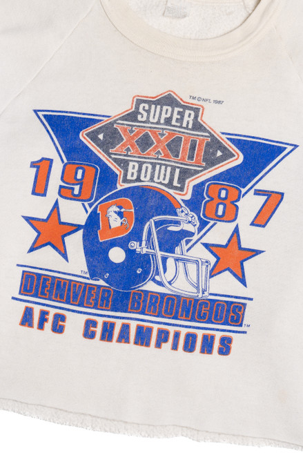 Vintage 1987 Super Bowl XXII "Denver Broncos AFC Champions" Cropped Sweatshirt