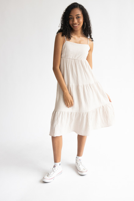 Tiered Gauze Midi Dress