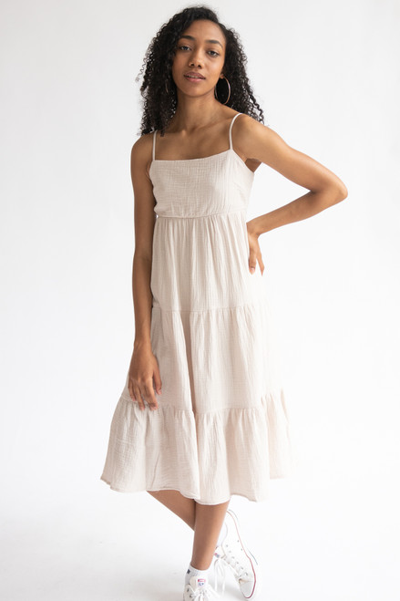 Tiered Gauze Midi Dress