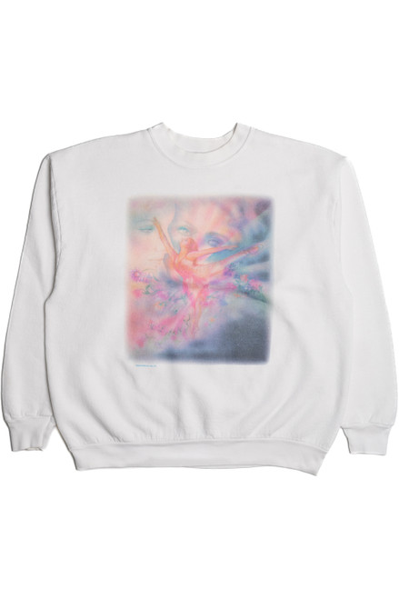 Vintage Pastel Ballerina Print Sweatshirt