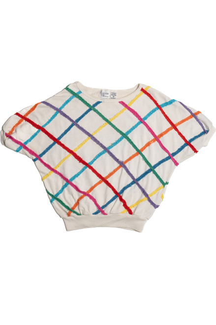 Vintage Rainbow Ribbon Short Sleeve Sweatshirt (1980s)