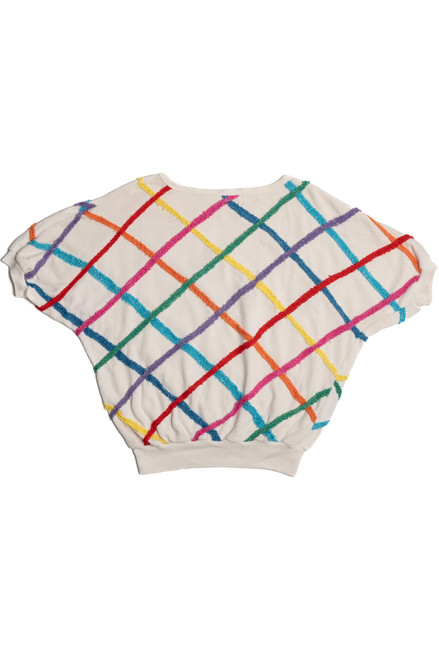 Vintage Rainbow Ribbon Short Sleeve Sweatshirt (1980s)