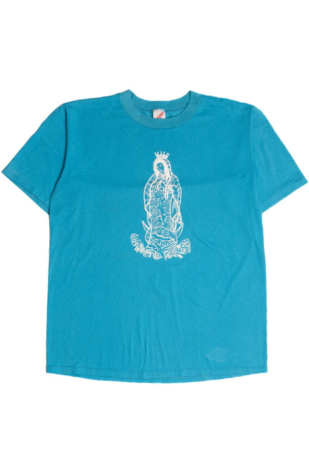 Vintage Religious Embossed Print T-Shirt