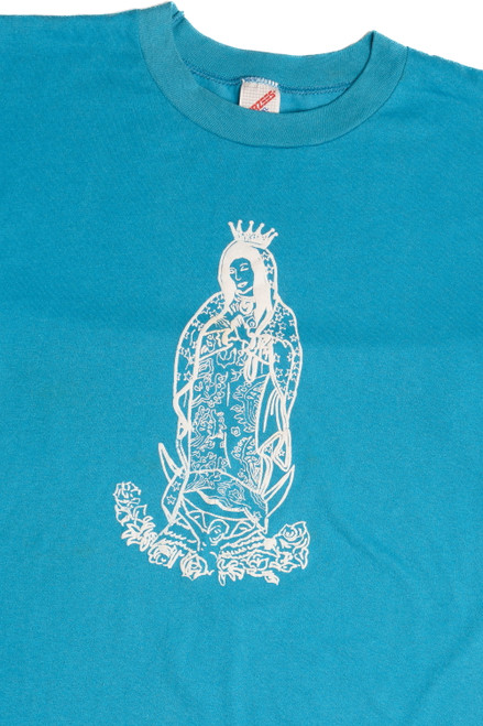 Vintage Religious Embossed Print T-Shirt