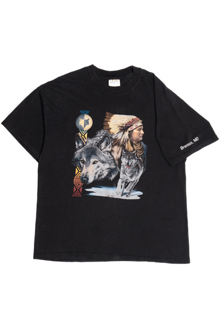 Vintage Wolves & Native Print "Branson, MO" T-Shirt
