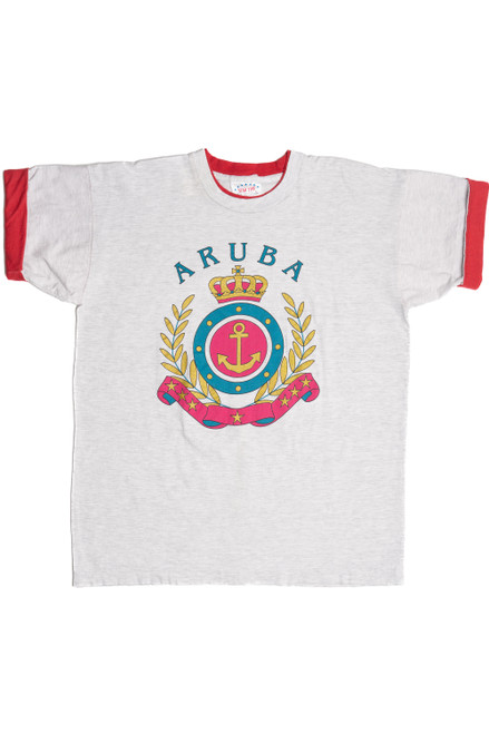 Vintage "Aruba" Color Pop Cuff Sleeve T-Shirt