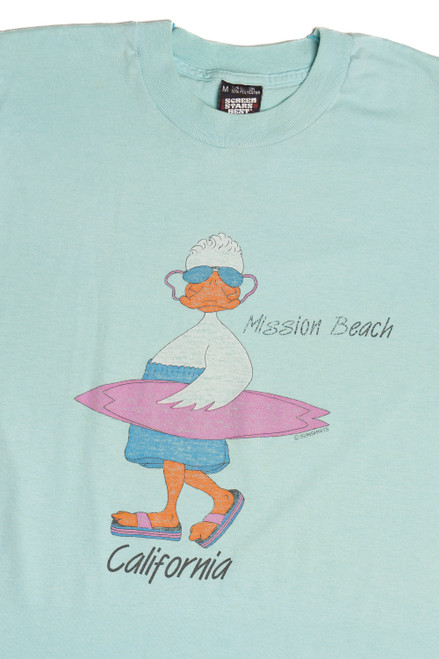 Vintage "Mission Beach California" Surfing Duck T-Shirt