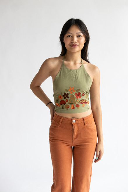 Embroidered Mushroom Halter