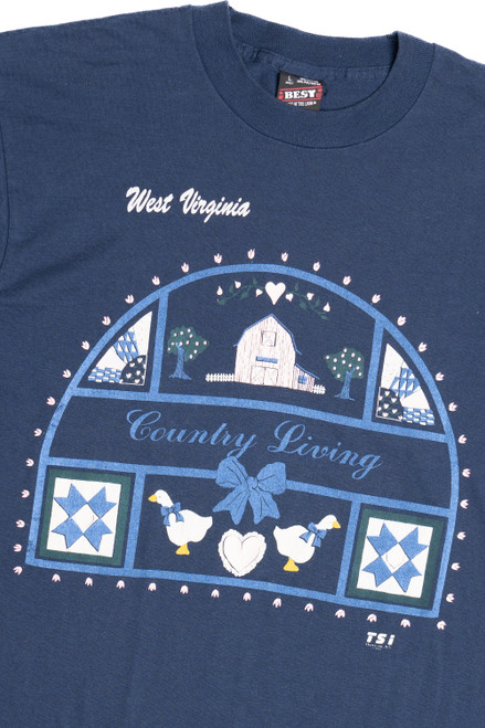 Vintage 1992 Cottagecore "Country Living" "West Virginia" T-Shirt