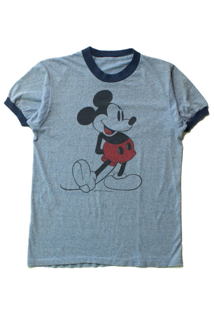 Vintage Blue Mickey Mouse Ringer T-Shirt (1980s)