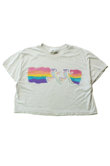 Vintage Running Rainbow Cropped T-Shirt (1990s)