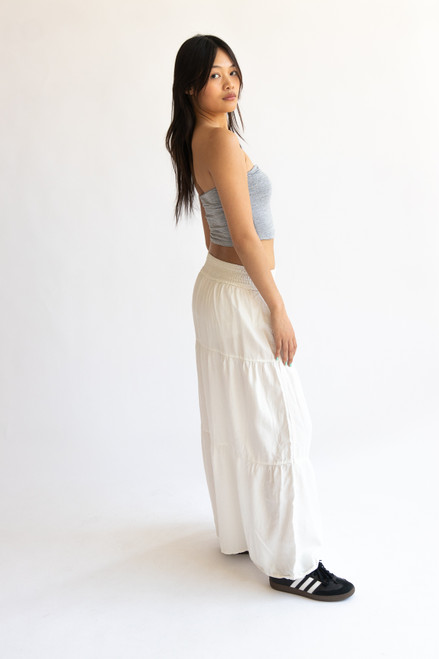 Smocked Waist Tiered Maxi Skirt