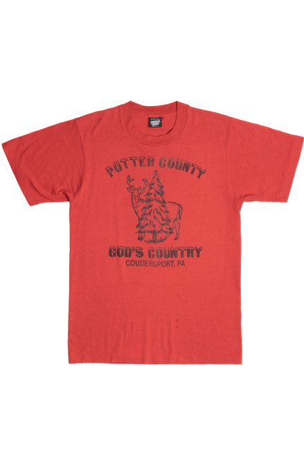 Vintage "Potter County God's Country" Deer & Pine Tree T-Shirt
