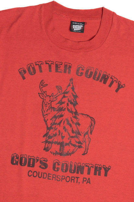 Vintage "Potter County God's Country" Deer & Pine Tree T-Shirt