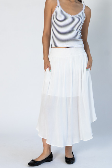 Asymmetric Hem Maxi Skirt