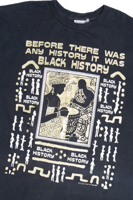 Vintage Distressed "Black History" Slogan Front/Back Print T-Shirt