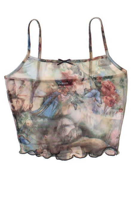 Renaissance Floral Butterfly Mesh Bow Tank