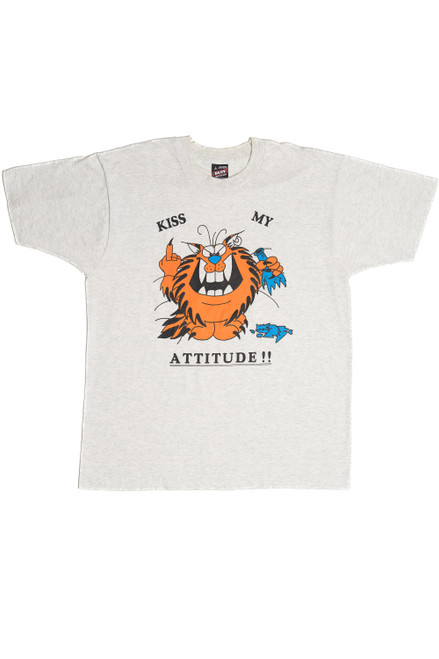 Vintage "Kiss My Attitude" Angry Cat T-Shirt