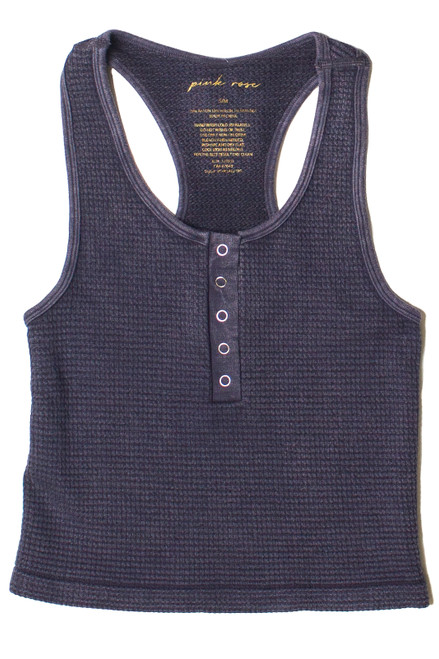 Waffle Knit Seamless Henley Tank