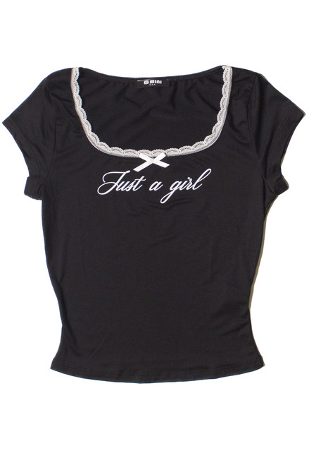 Just A Girl Lace Bow Tee