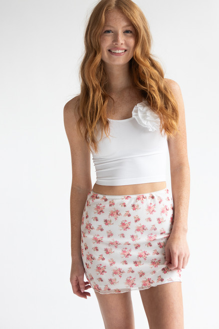 Floral Mesh Mini Skirt