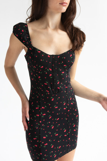 Cherry Print Hook & Eye Bustier Dress