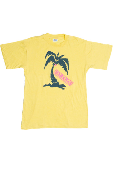 Vintage Palm Tree "Bahamas" Embossed Single Stitch Paper Thin T-Shirt (1980s)