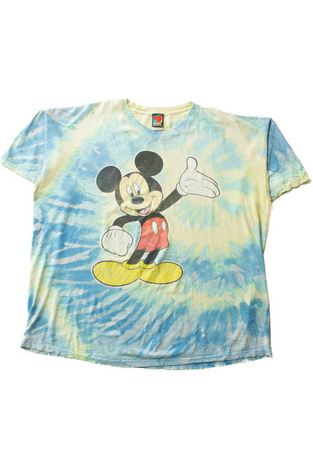 Vintage Mickey Mouse Blue Tie Dye T-Shirt (1990s)