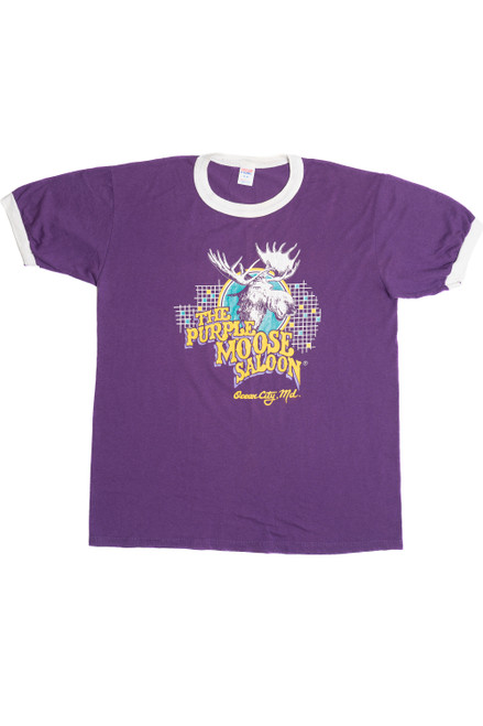 Vintage "The Purple Moose Saloon" Ocean City, Md. Ringer T-Shirt (1990s)