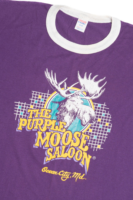 Vintage "The Purple Moose Saloon" Ocean City, Md. Ringer T-Shirt (1990s)