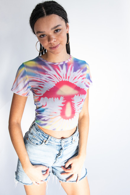 Mesh Tie Dye Mushroom Tee