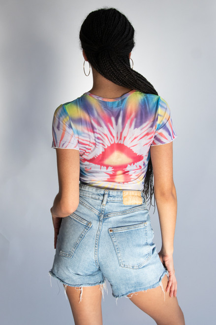 Mesh Tie Dye Mushroom Tee