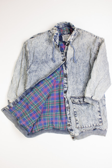 Vintage Plaid-Lined Denim Parka