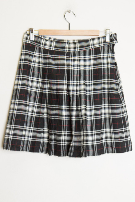 Black Plaid Pleated Skirt